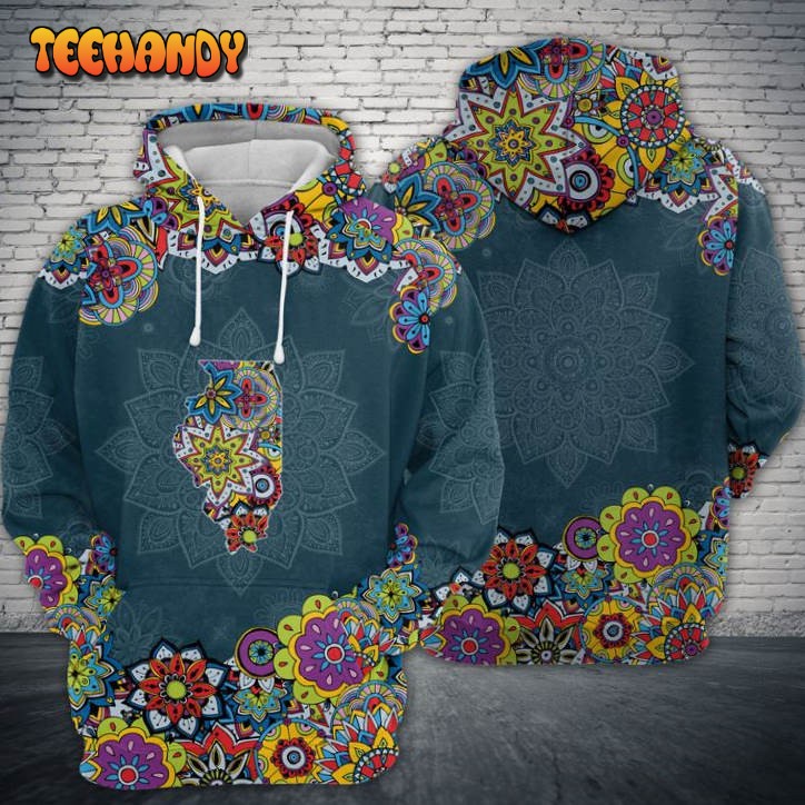 Illinois State Mandala 3D Printed HoodieZipper Hoodie