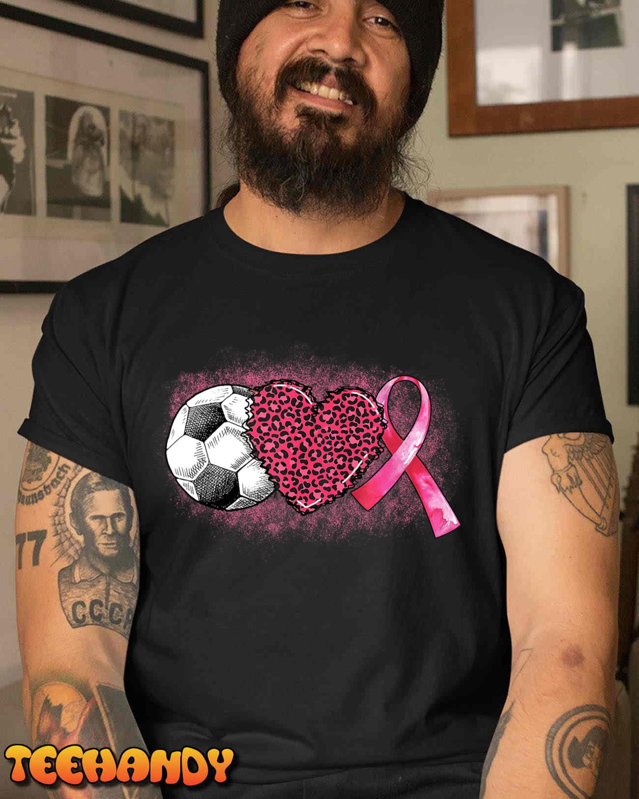 In October We Wear Pink Breast Cancer Awareness Soccer Ball T-Shirt