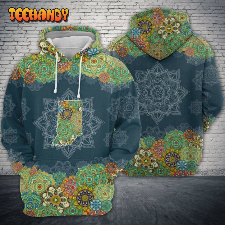 Indiana Floral Mandala 3D Printed HoodieZipper Hoodie