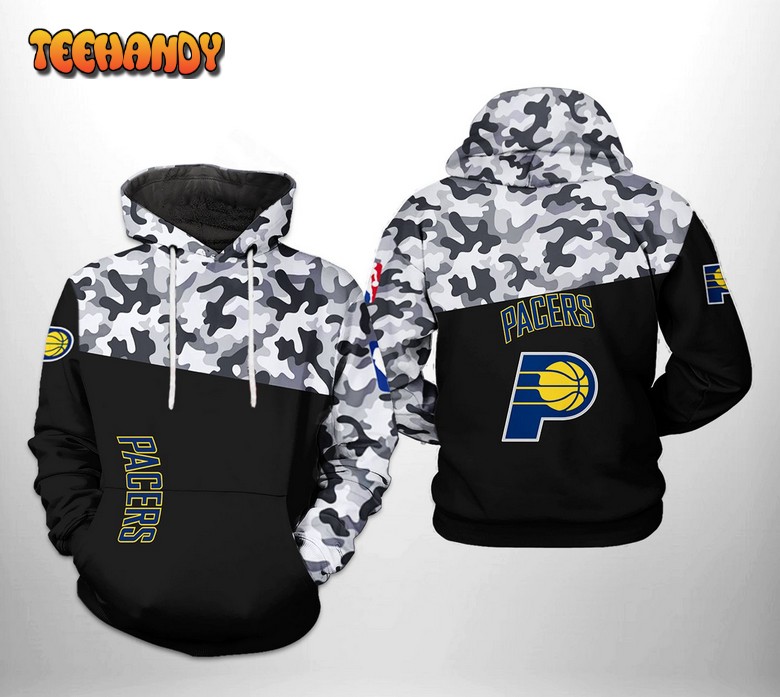 Indiana Pacers NBA Camo Veteran Team 3D Printed Hoodie