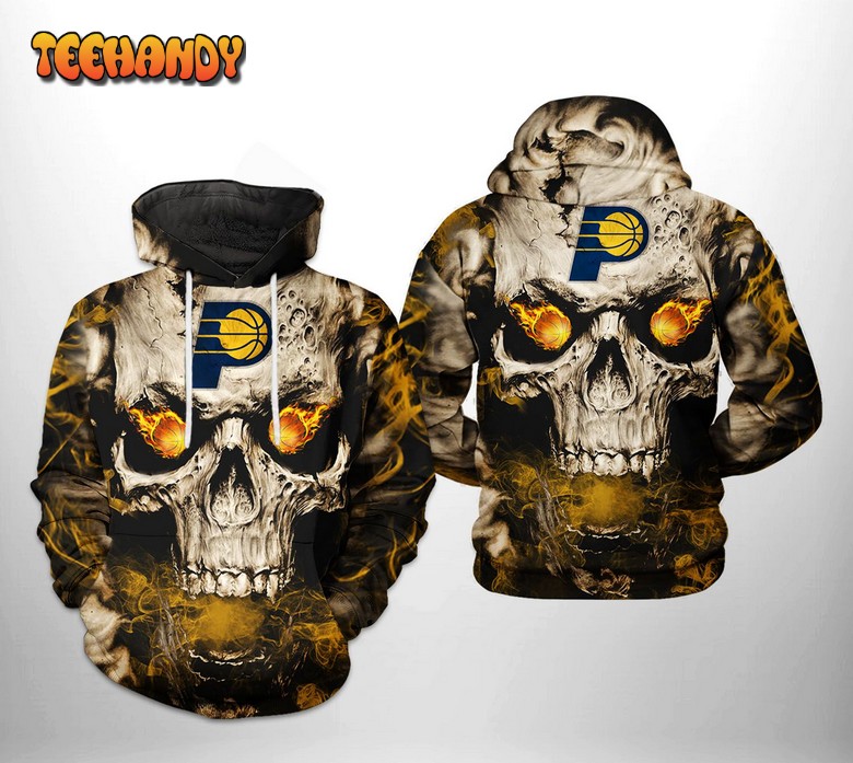 Indiana Pacers NBA Skull 3D Printed Hoodie Zipper Hoodie