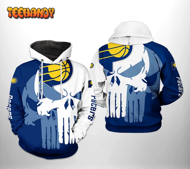 Indiana Pacers NBA Team Skull 3D Printed Hoodie Zipper Hoodie