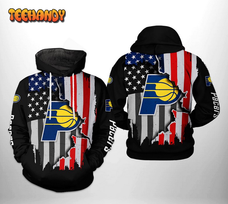 Indiana Pacers NBA US Flag Team 3D Printed Hoodie Zipper Hoodie