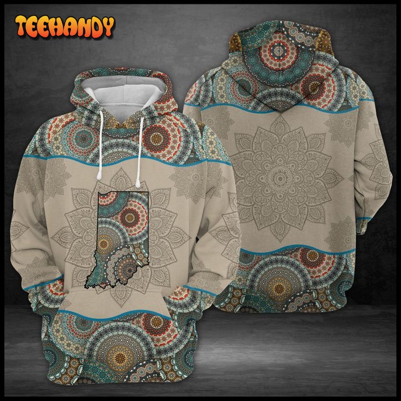 Indiana State Mandala 3D Printed Hoodie Zipper Hoodie