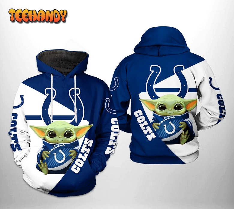 Indianapolis Colts NFL Baby Yoda Team 3D Printed Hoodie Zipper Hoodie