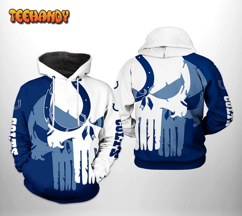 Indianapolis Colts NFL Team Skull 3D Printed Hoodie Zipper Hoodie