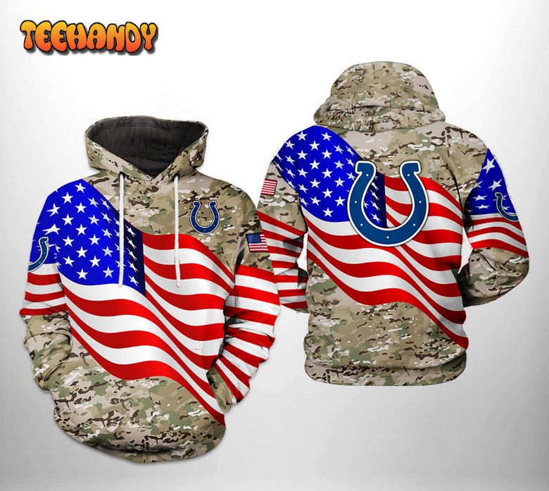 Indianapolis Colts NFL US Flag Camo Veteran Team 3D Printed Hoodie