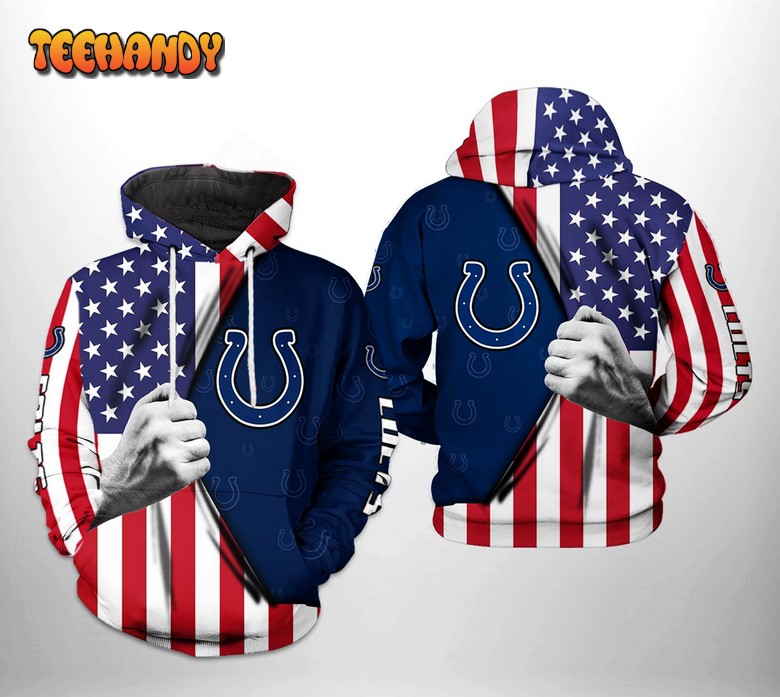 Indianapolis Colts NFL US Flag Team 3D Printed Hoodie Zipper Hoodie