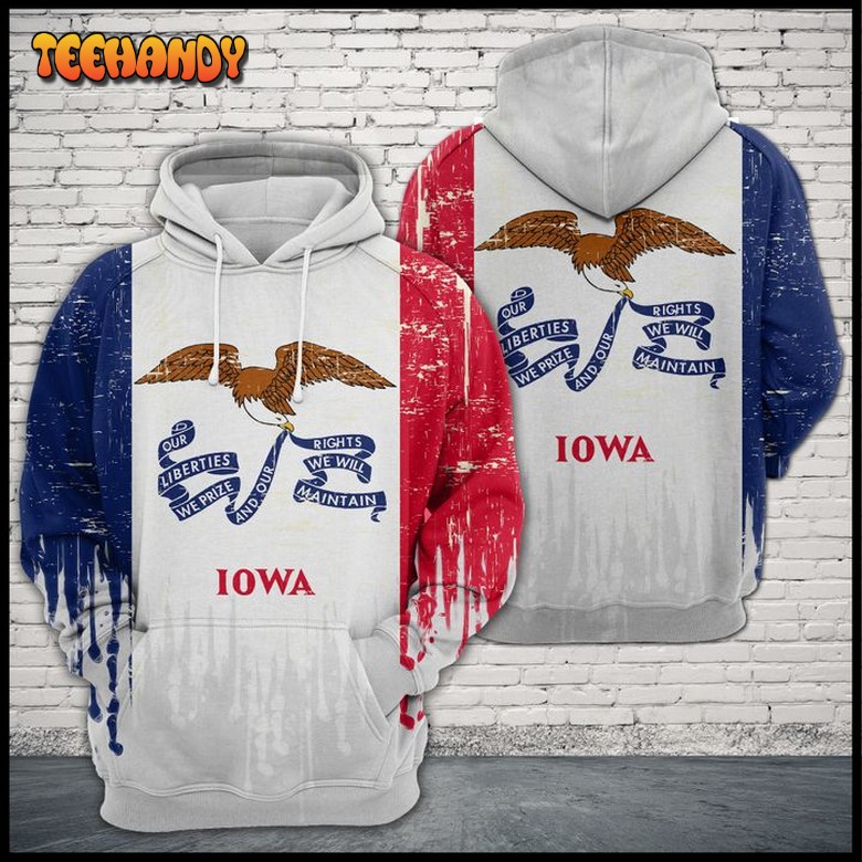 Iowa Flag 3D Printed Hoodie Zipper Hoodie