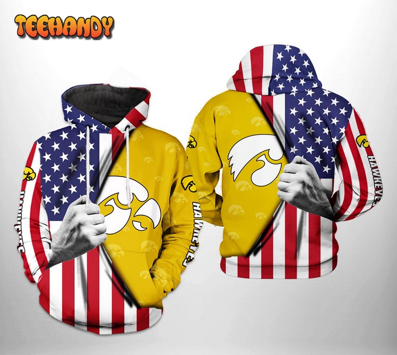 Iowa Hawkeyes NCAA US Flag 3D Printed HoodieZipper Hoodie