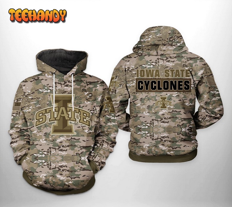 Iowa State Cyclones NCAA Camo Veteran 3D Printed Hoodie