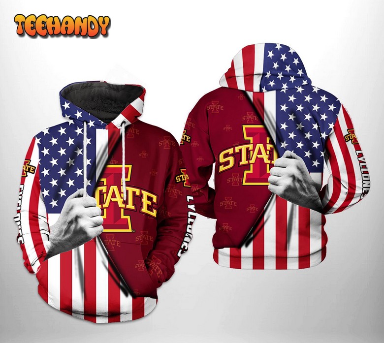 Iowa State Cyclones NCAA US Flag 3D Printed Hoodie Zipper Hoodie