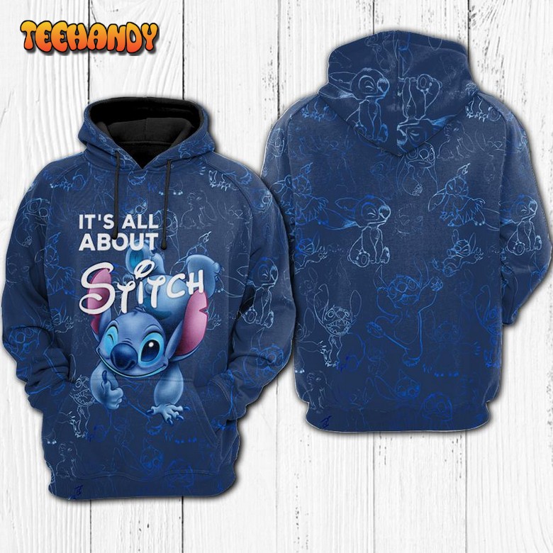 Its All About Stitch 3D Printed Hoodie Zipper Hoodie