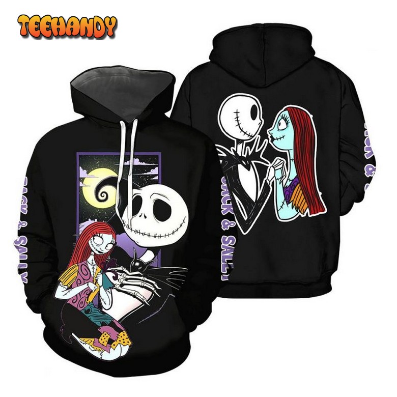 Jack Skellington And Sally Lovely 3D Printed Hoodie Zipper Hoodie