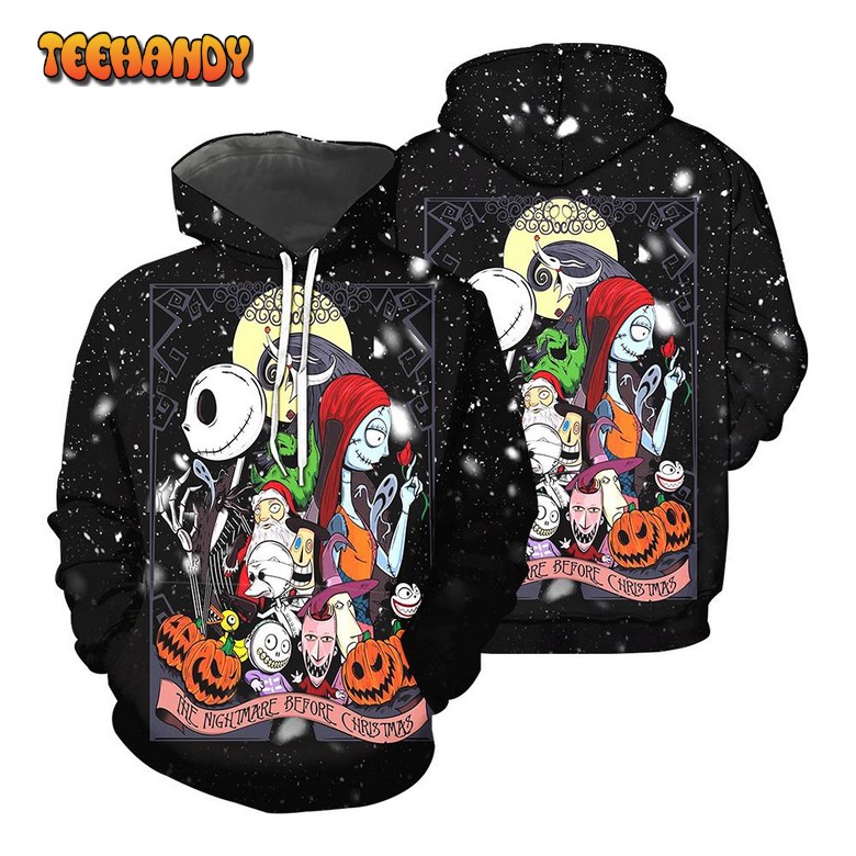 Jack Skellington And Sally The Pumpkin King Christmas Snow 3D Hoodie