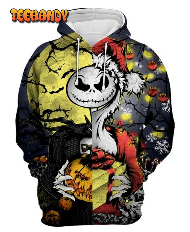 Jack Skellington Christmas Santa 3D Printed Hoodie Zipper Hoodie