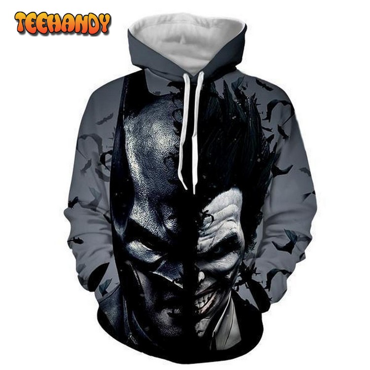 Joker and Batman Art 3D Printed Hoodie Zipper Hoodie