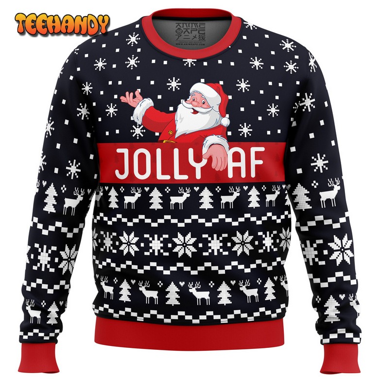 Jolly Af Santa Claus Ugly Christmas Sweater