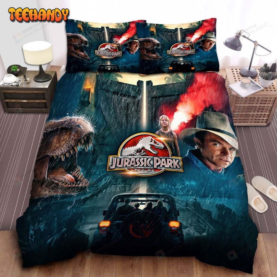 Jurassic Park Digital Art Poster Spread Comforter Duvet Cover Bedding Sets