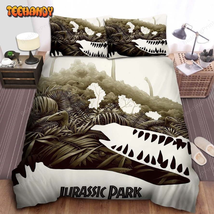 Jurassic Park Dinosaur Head Digital Artwork Bed Sheets Duvet Cover Bedding Sets