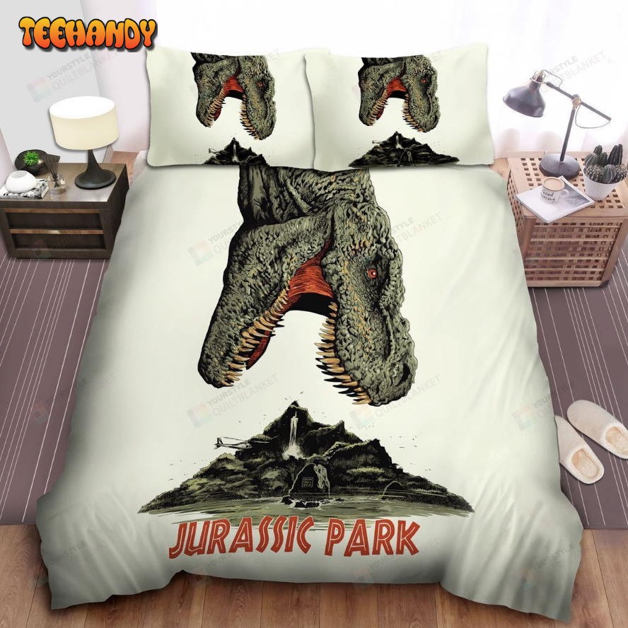 Jurassic Park Frightful Island Poster Spread Comforter Duvet Cover Bedding Sets