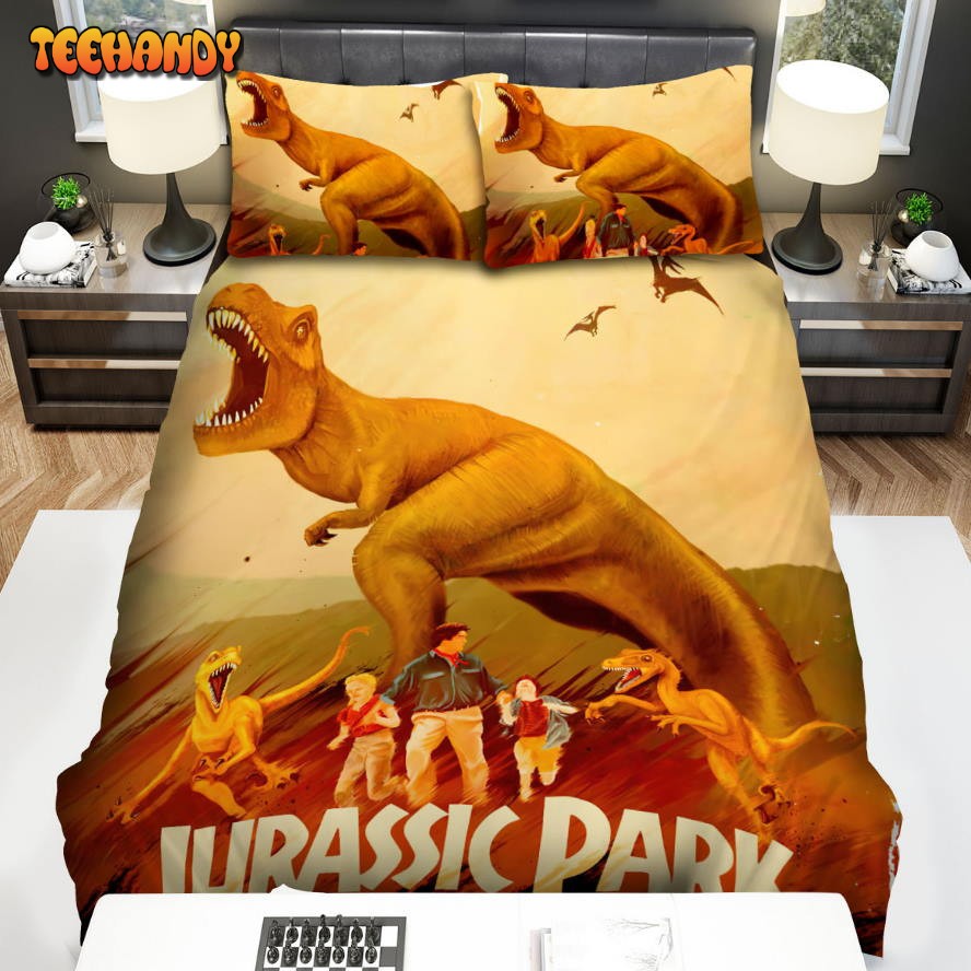 Jurassic Park Movie Cartoon Dinosaur Photo Spread Comforter Bedding Sets