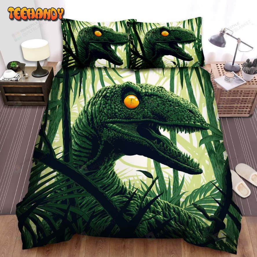 Jurassic Park Movie Green Dinosaur Scene Spread Comforter Bedding Sets