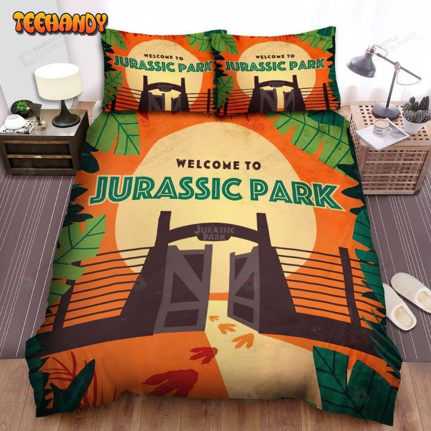 Jurassic Park Movie Painting Photo Spread Comforter Duvet Cover Bedding Sets