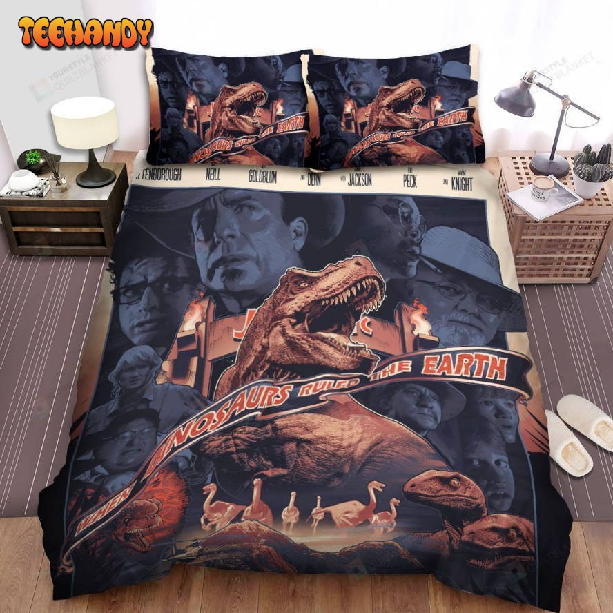 Jurassic Park Movie Poster Viii Spread Comforter Duvet Cover Bedding Sets