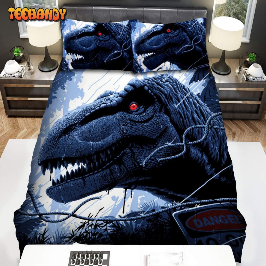 Jurassic Park Movie Red Eyes Dinosaur Photo Spread Comforter Bedding Sets