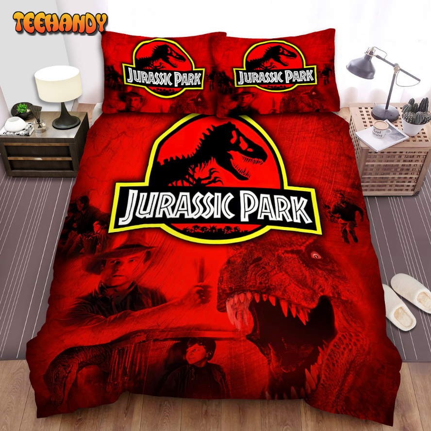 Jurassic Park Movie Red Filter Poster Spread Comforter Bedding Sets