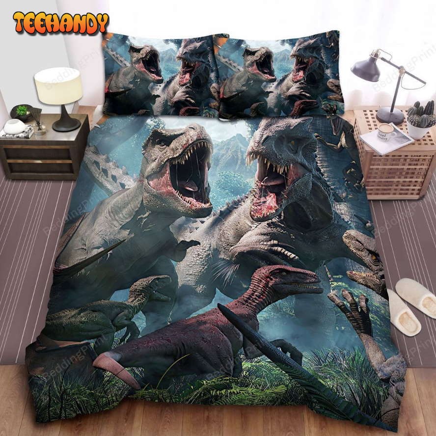 Jurassic Park The Bloody Dinosaurs War Bed Sheets Duvet Cover Bedding Sets