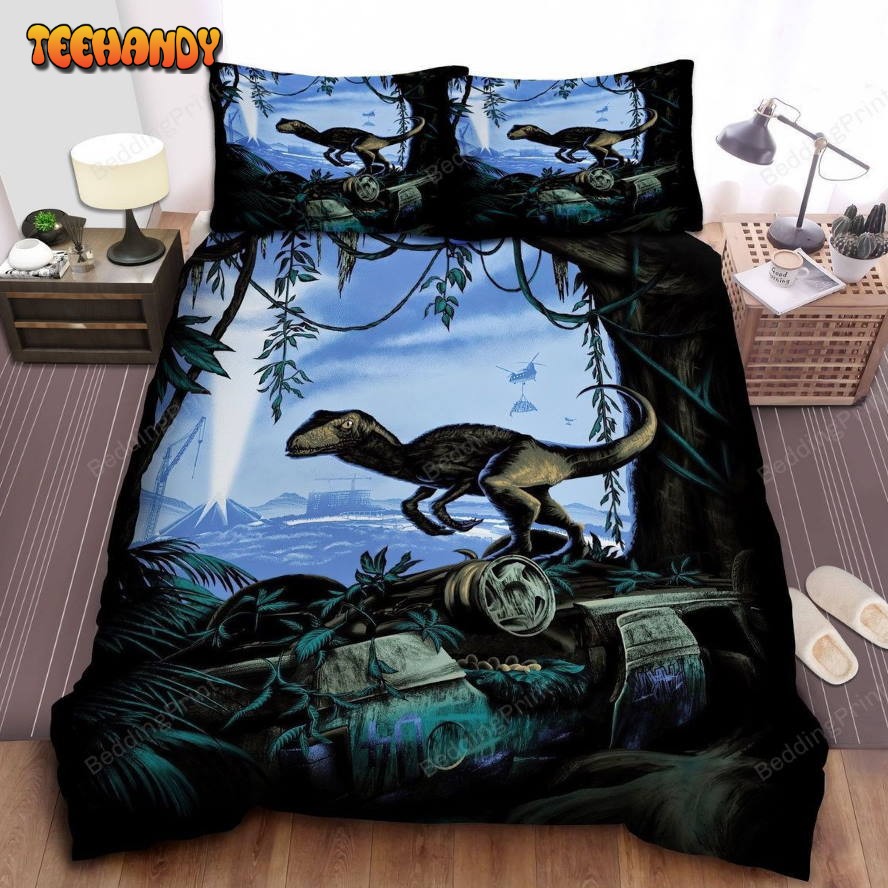 Jurassic Park Velociraptor Protecting Eggs Digital Painting Bedding Sets