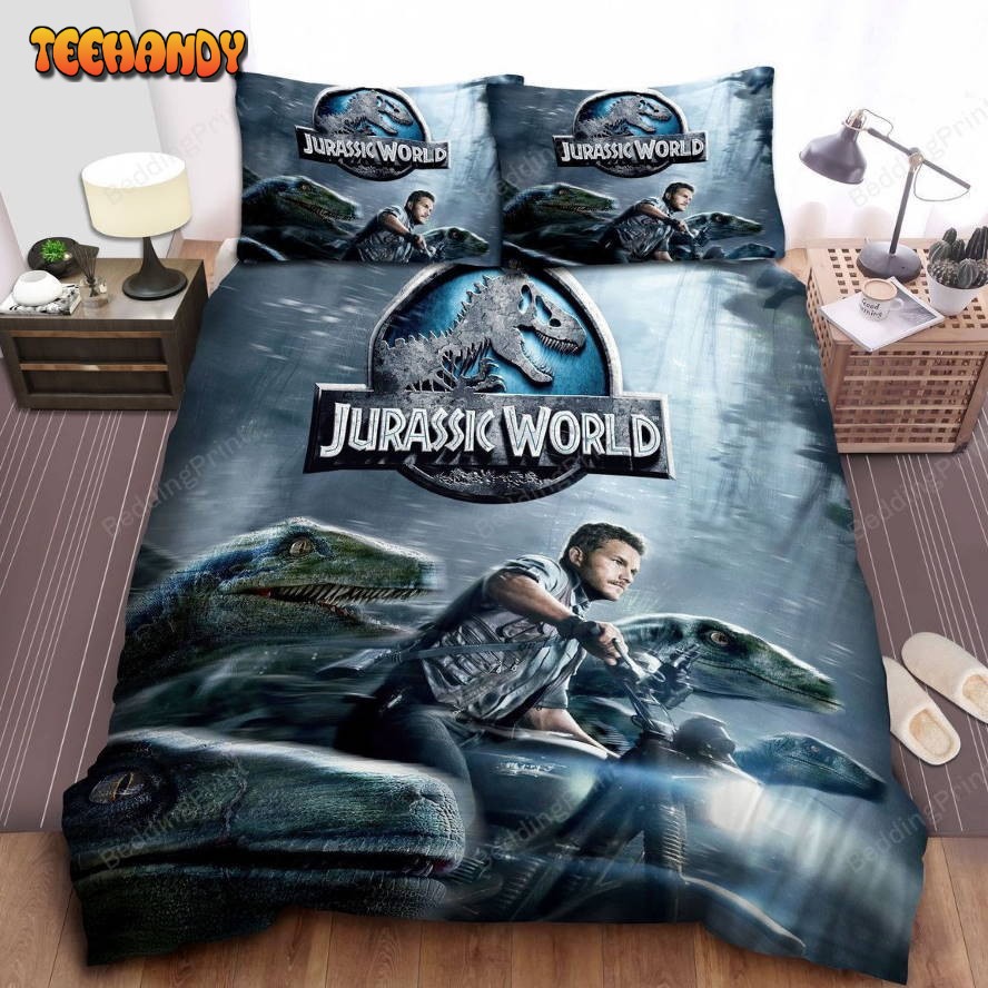 Jurassic World Chris Pratt and Velociraptor Duvet Cover Bedding Sets