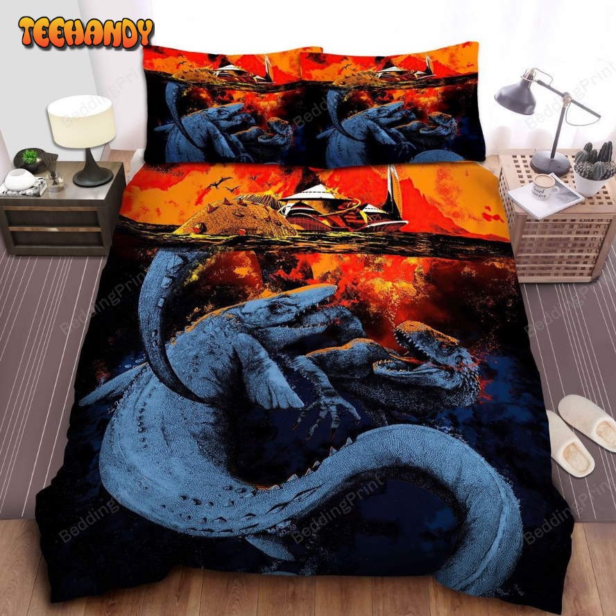 Jurassic World T-Rex Vs Mosasaurus Underwater Fight Duvet Cover Bedding Sets