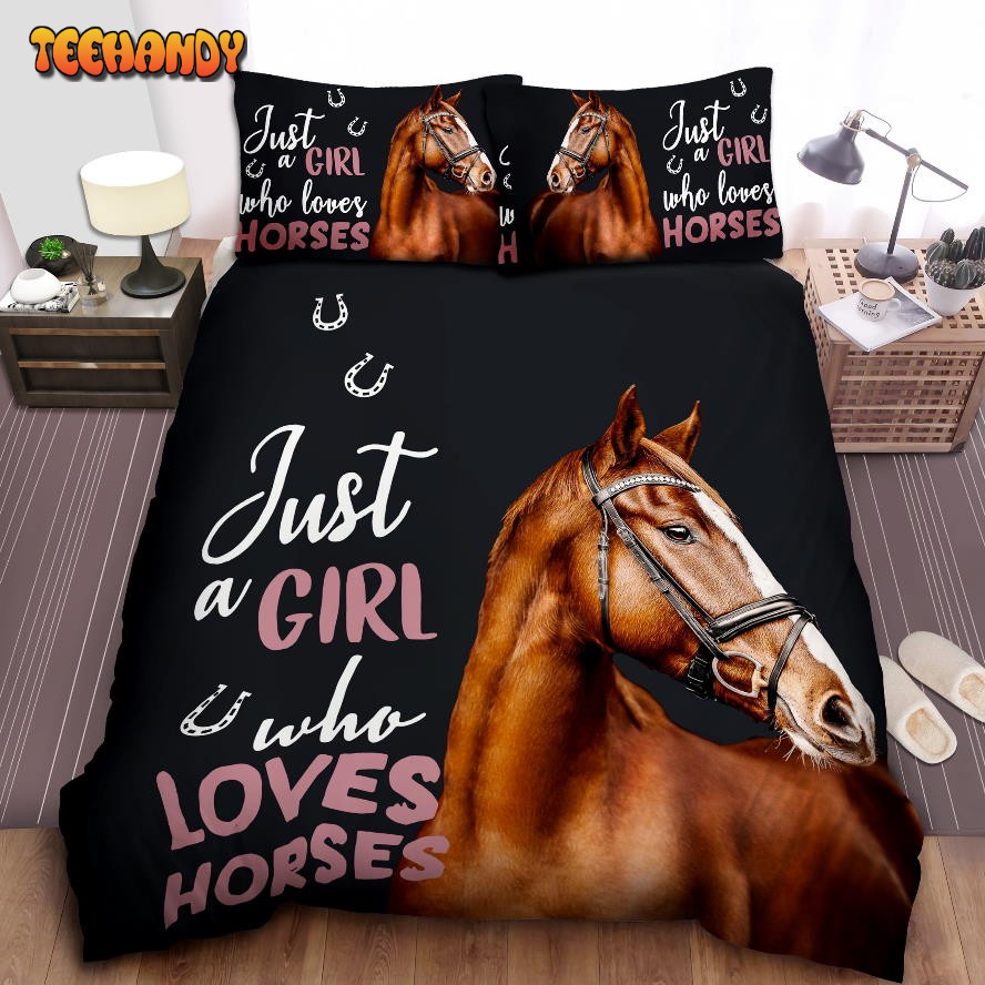 Just A Girl Who Loves Horses Brown Horse Spread Duvet Cover Bedding Sets