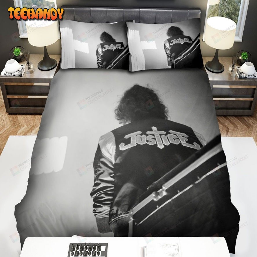 Justice Band Cross Black and White Spread Comforter Duvet Cover Bedding Sets