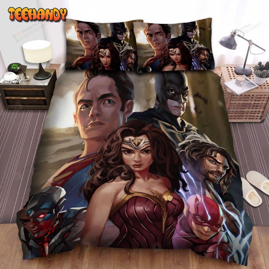 Justice League Poster Bed Sheets Spread Duvet Cover Bedding Sets