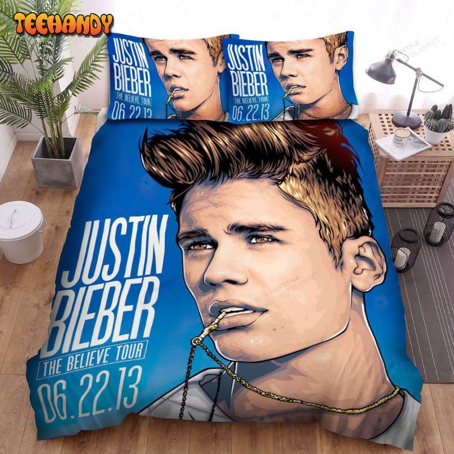 Justin Bieber Illustration In The Believe Tour Poster Spread Duvet Cover Bedding Sets