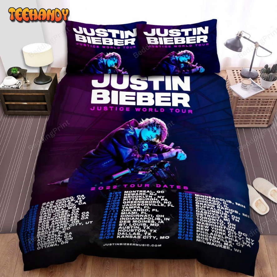 Justin Bieber In Justice World Tour Poster Spread Duvet Cover Bedding Sets