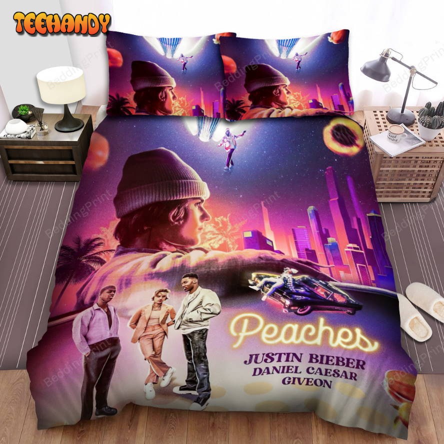 Justin Bieber Peaches Single Art Poster Bed Sheets Spread Duvet Cover Bedding Sets