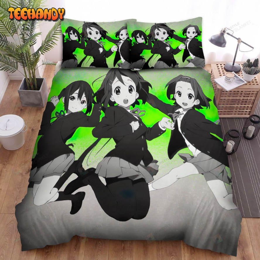 K-On, Jumping On Their Show Bed Sheets Spread Duvet Cover Bedding Sets