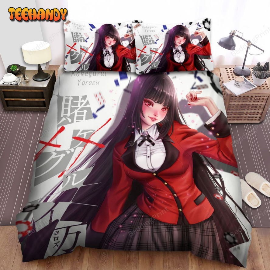 Kakegurui Yumeko With The Cards Art Bed Sheets Duvet Cover Bedding Sets