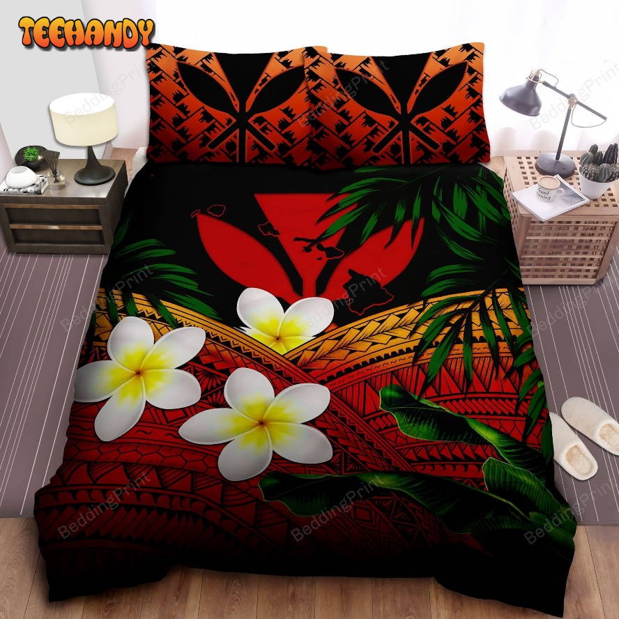 Kanaka Maoli Polynesian Plumeria Banana Leaves Hawaiian Bedding Sets