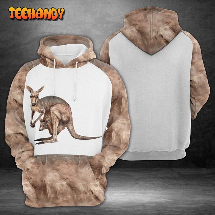 Kangaroo With Baby 3D Printed Hoodie Zipper Hoodie