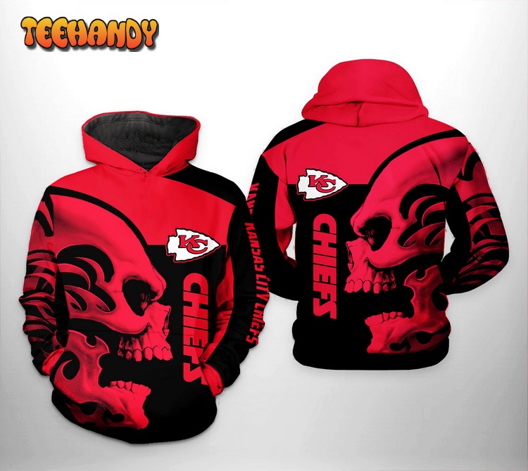 Kansas City Chiefs NFL Skull 3D Printed Hoodie Zipper Hoodie