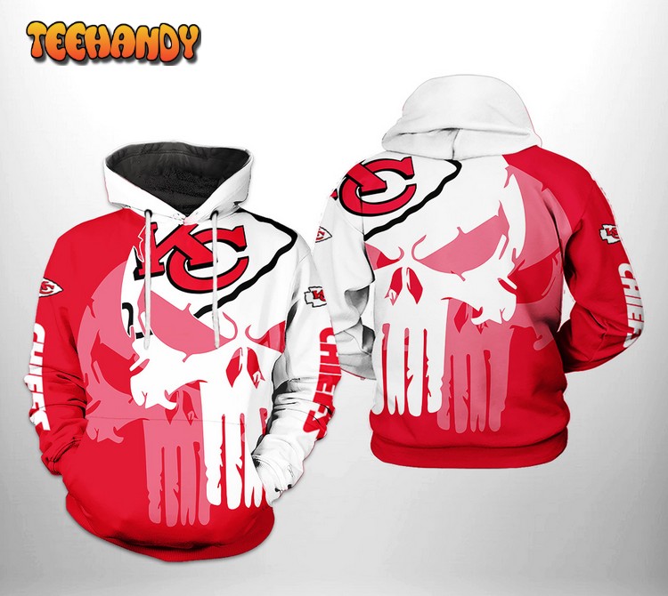 Kansas City Chiefs NFL Team Skull 3D Printed Hoodie Zipper Hoodie