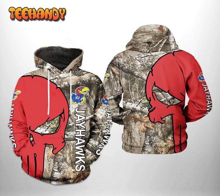 Kansas Jayhawks NCAA Camo Veteran Hunting 3D Printed Hoodie