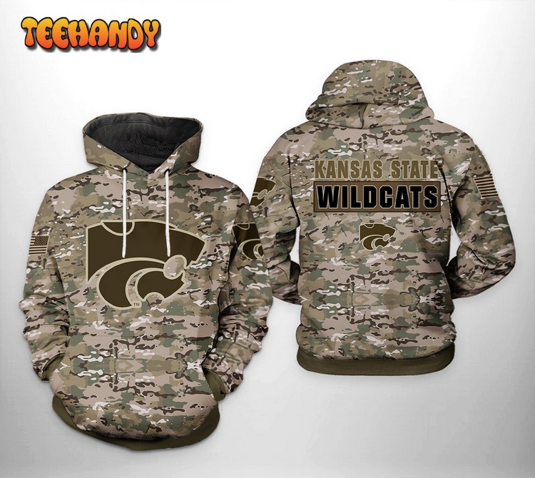 Kansas State Wildcats NCAA Camo Veteran 3D Printed Hoodie