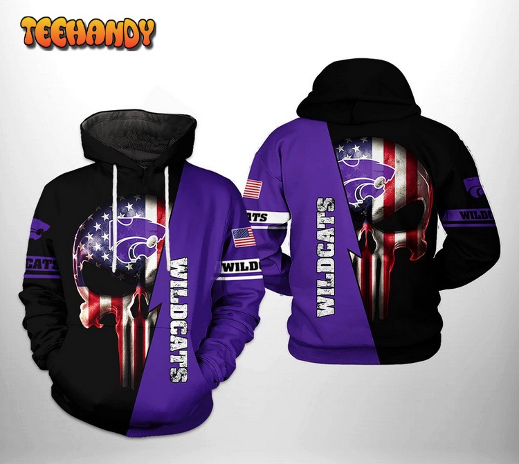 Kansas State Wildcats NCAA US Flag Skull 3D Printed Hoodie